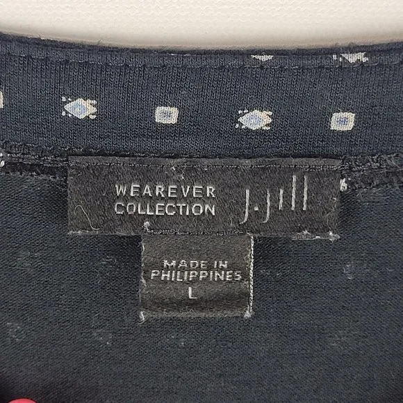 J Jill Wearever Collection Top Women Large Black Tunic Short Flowy Boat Neck - Picture 4 of 11